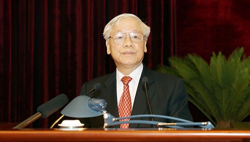 Tổng Bí thư, Chủ tịch Nước Nguyễn Phú Trọng phát biểu bế mạc Hội nghị lần thứ 11 Ban Chấp hành Trung ương Đảng khoá XII Ảnh: Trí Dũng