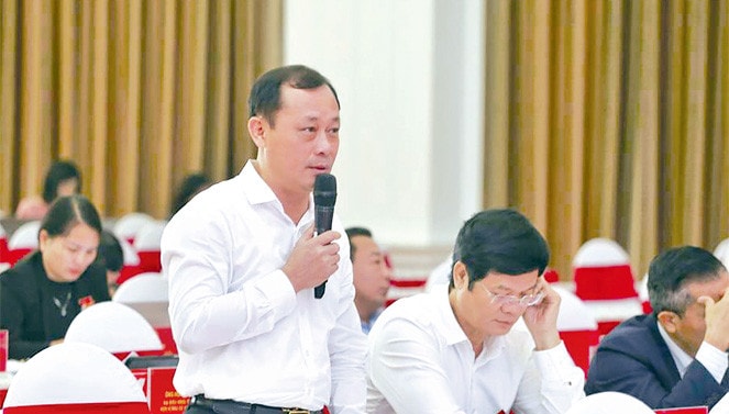 Trưởng ban Pháp chế HĐND tỉnh Phan Đức Đồng phát biểu ý kiến Ảnh: Lệ Thanh