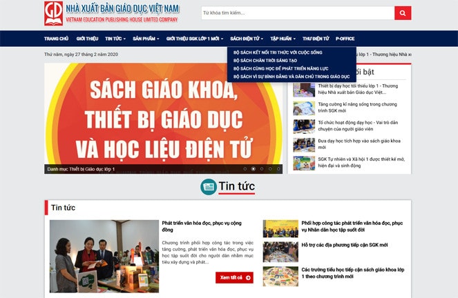 Giao diện truy cập trang sách điện tử của Nhà Xuất bản Giáo dục Việt Nam
