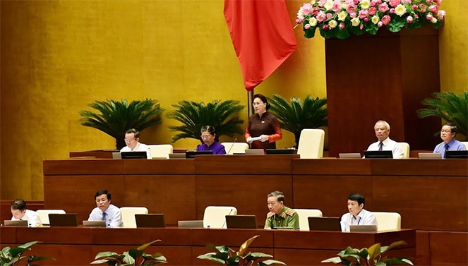 Chủ tịch Quốc hội Nguyễn Thị Kim Ngân phát biểu khai mạc Phiên chất vấn và trả lời chất vấn Ảnh: Quang Khánh