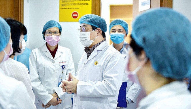PGS.TS. Lương Ngọc Khuê kiểm tra diễn tập tại Bệnh viện Đa khoa MEDLATEC Nguồn: Bộ Y tế