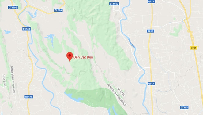 Vị trí đền Cát Đùn. (Nguồn: Google Maps)