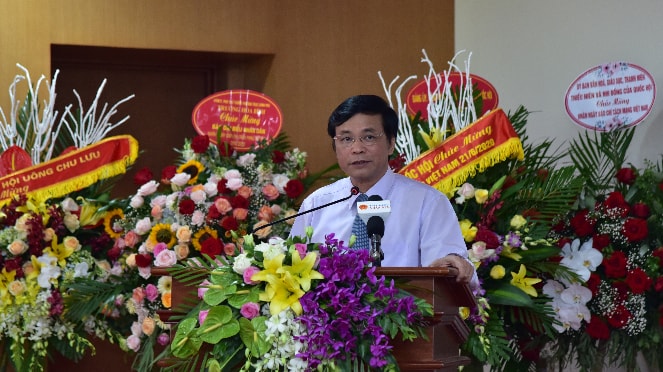 Ủy viên Trung ương Đảng, Tổng Thư ký Quốc hội, Bí thư Đảng ủy cơ quan Văn phòng Quốc hội, Chủ nhiệm Văn phòng Quốc hội Nguyễn Hạnh Phúc phát biểu tại Lễ công bố Ảnh: Quang Khánh