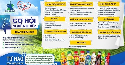 Thông tin tuyển dụng tháng 07 của Tân Hiệp Phát 