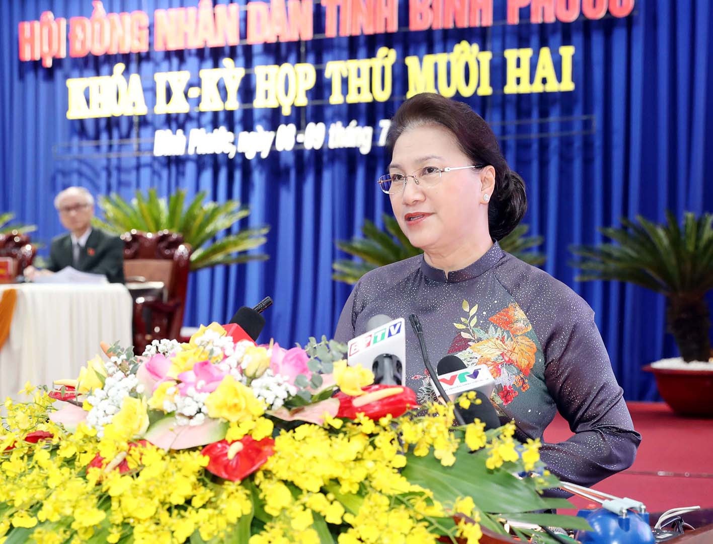 Chủ tịch Quốc hội Nguyễn Thị Kim Ngân phát biểu tại Kỳ họp. (Ảnh: Trọng Đức- TTXVN)