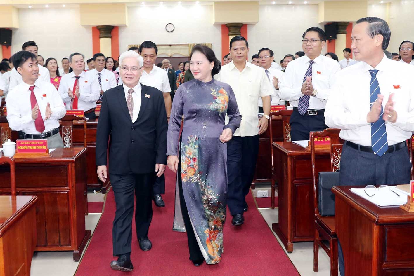 Chủ tịch Quốc hội Nguyễn Thị Kim Ngân dự Kỳ họp thứ 12, HĐND tỉnh Bình Phước. (Ảnh: Trọng Đức- TTXVN)