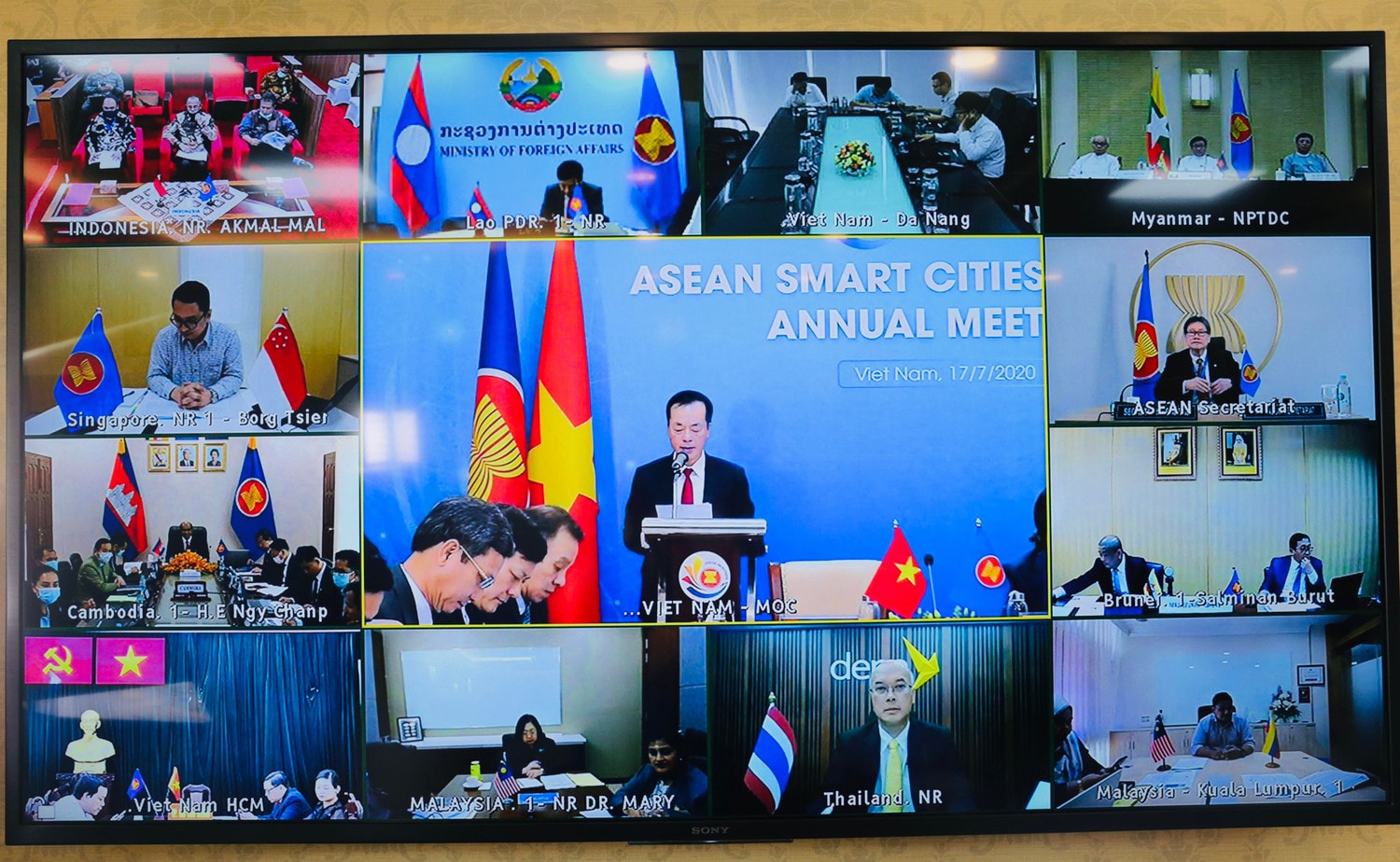 Hội nghị Thường niên Mạng lưới Đô thị Thông minh ASEAN 2020 diễn ra theo hình thức trực tuyến - Ảnh: TTXVN