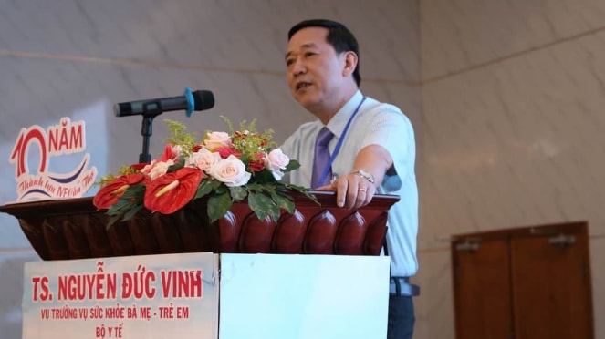 Ông Nguyễn Đức Vinh - Vụ trưởng Vụ sức khỏe bà mẹ - trẻ em Bộ Y tế phát biểu tại Hội thảo