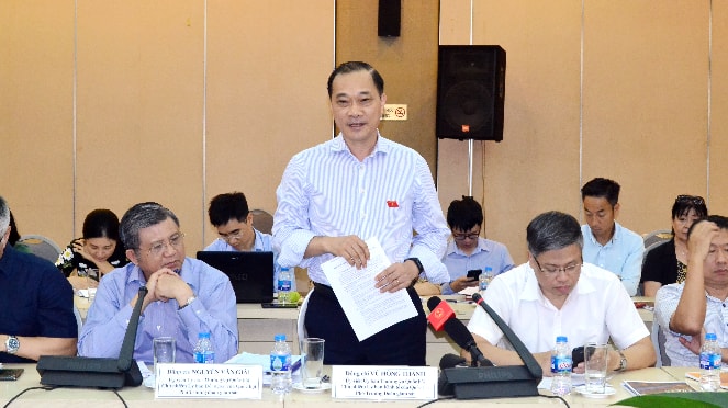 Ủy viên Trung ương Đảng, Chủ nhiệm Ủy ban Kinh tế - Phó Trưởng đoàn giám sát Vũ Hồng Thanh phát biểu tại cuộc làm việc của Đoàn giám sát của Quốc hội với VCCI