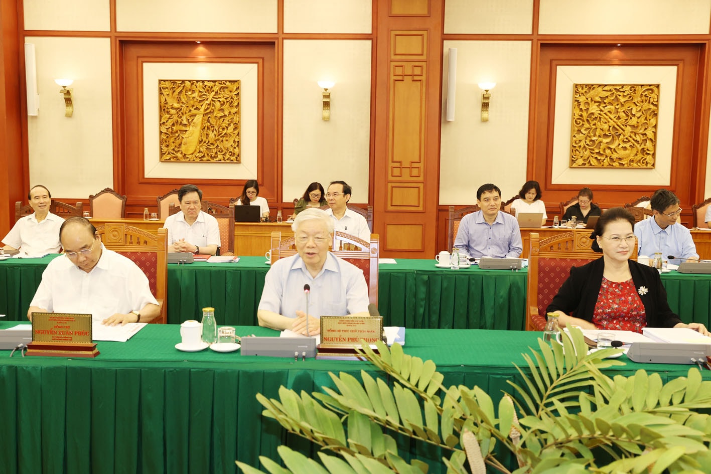 Tổng Bí thư, Chủ tịch Nước Nguyễn Phú Trọng phát biểu tại cuộc làm việc với Ban Thường vụ Thành ủy TP Hồ Chí Minh Ảnh: Trí Dũng