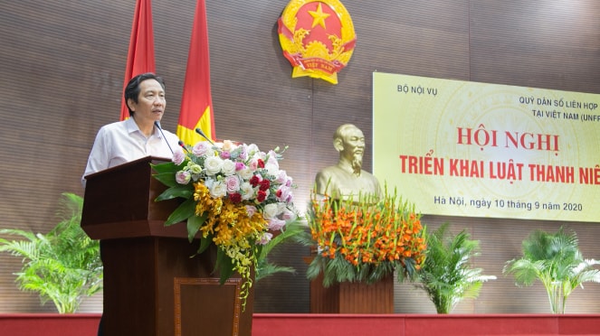 Thứ trưởng Bộ Nội vụ Trần Anh Tuấn phát biểu tại Hội nghị