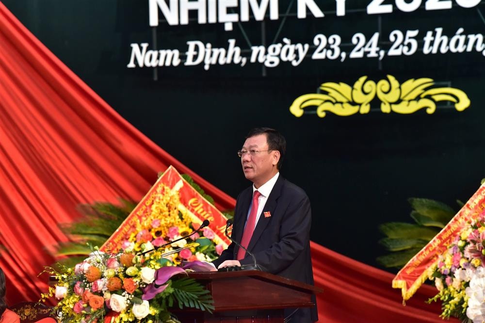 Bí thư Tỉnh uỷ Nam Định Đoàn Hồng Phong phát biểu khai mạc Đại hội Ảnh Lâm Hiển Bí thư Tỉnh uỷ Nam Định Nguyễn Hồng Phong phát biểu khai mạc Đại hội