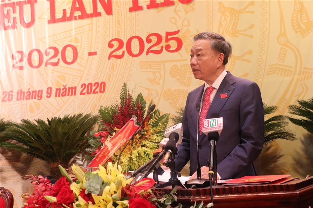 Đại trướng Tô Lâm, Ủy viên Bộ Chính trị, Bộ trưởng Bộ Công an Phát biểu tại Đại hội