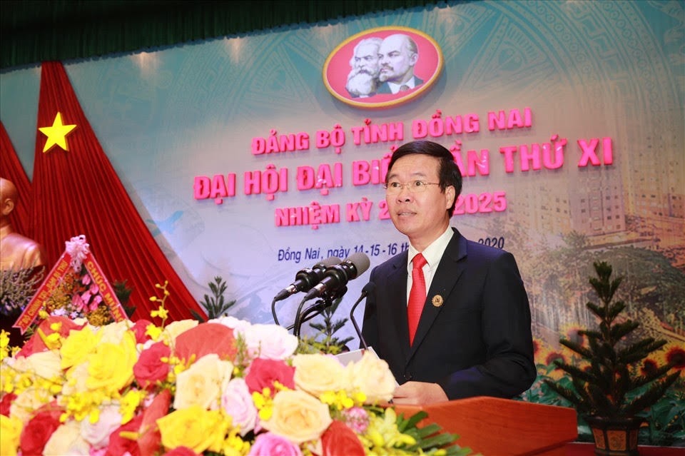 Ủy viên Bộ Chính trị, Bí thư T.Ư Đảng, Trưởng Ban Tuyên giáo Trung ương Võ Văn Thưởng phát biểu chỉ đạo Đại hội.