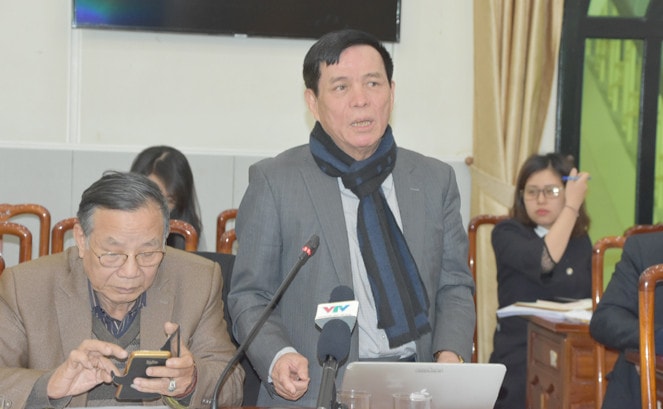 Nguyên Thứ trưởng Bộ Tư pháp Hoàng Thế Liên phát biểu tại hội nghị phản biện xã hội dự thảo Luật sửa đổi, bổ sung một số điều của Luật Ban hành văn bản quy phạm pháp luật do Ủy ban Trung ương MTTQ Việt Nam tổ chức