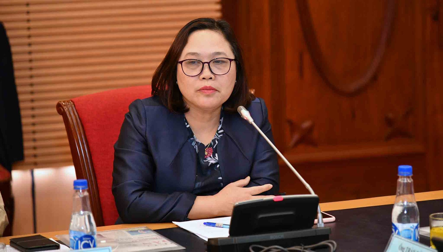 Phó cục trưởng Cục Trẻ em, Bộ Lao động Thương binh và Xã hội Vũ Thị Kim Hoa chia sẻ tại tọa đàm