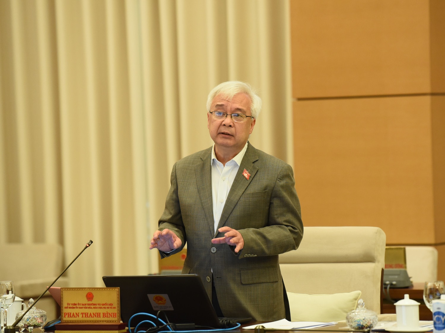 Chủ nhiệm Ủy ban Văn hóa, Giáo dục, TN, TN và NĐ Phan Thanh Bình phát biểu Ảnh: Quang Khánh Chủ nhiệm Ủy ban Văn hóa, Giáo dục, TN, TN và NĐ Phan Thanh Bình phát biểu Ảnh: Quang Khánh