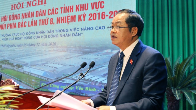 Ủy viên Trung ương Đảng, Phó Chủ tịch Quốc hội, Đại tướng Đỗ Bá Tỵ phát biểu tại Hội nghị Ảnh: Đức Hiệp