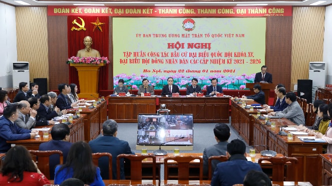 Hội nghị tại điểm cầu Hà Nội Ảnh: Quang Vinh