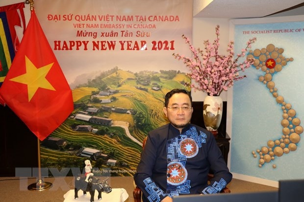 Đại sứ Việt Nam tại Canada Phạm Cao Phong tham dự và phát biểu tại sự kiện. (Ảnh: TTXVN)