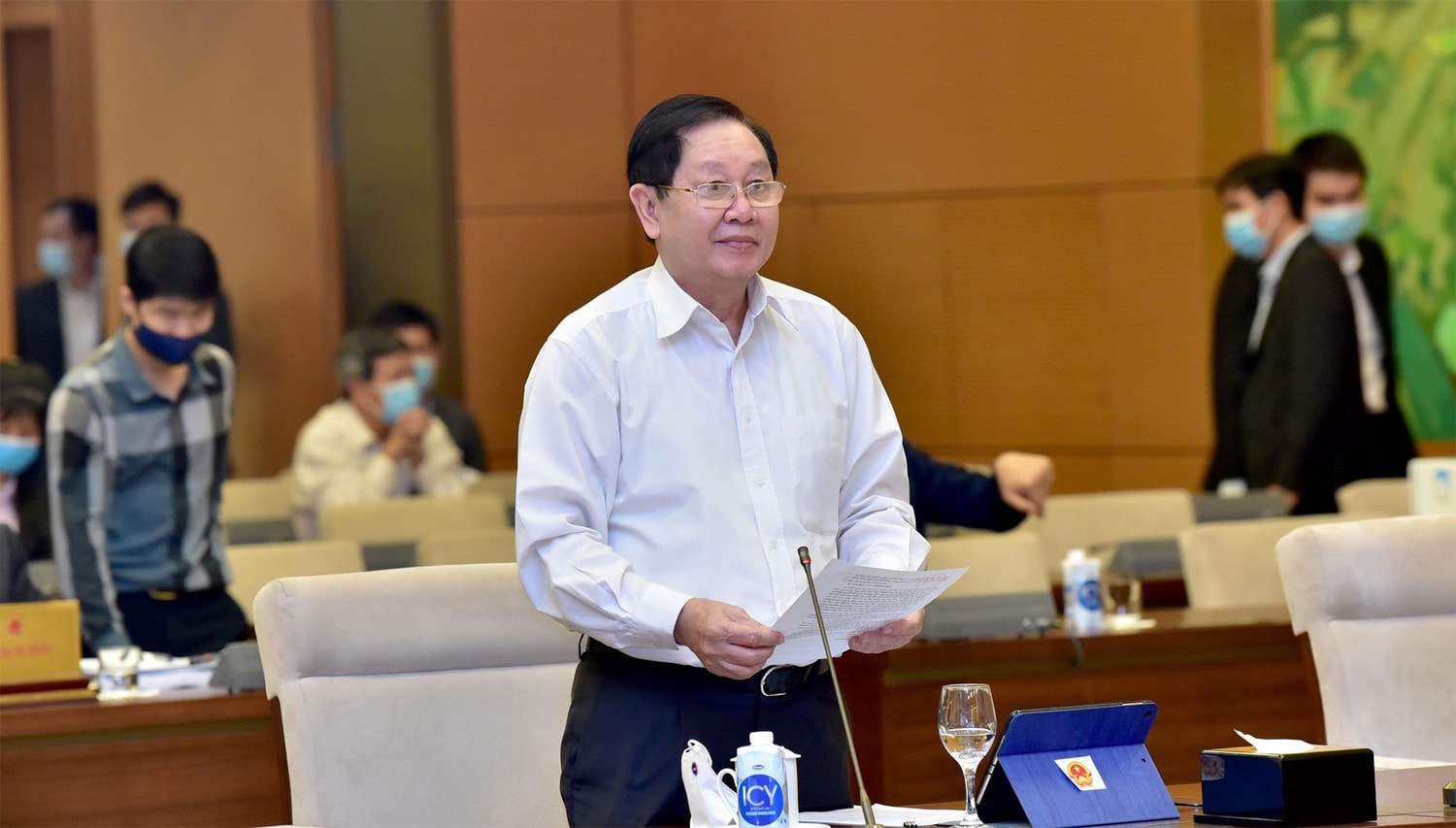 Bộ trưởng Bộ Nội vụ Lê Vĩnh Tân phát biểu tại Phiêu họp