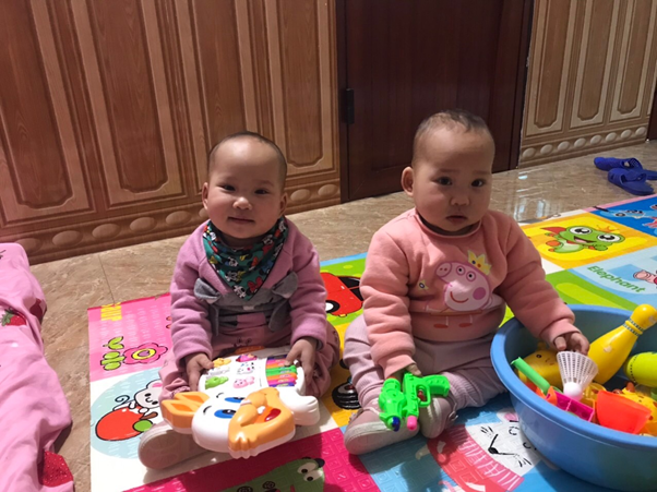 Cặp sinh đôi Nguyễn Tuệ Anh, Nguyễn Tú Anh biết đi và bi bô tập nói