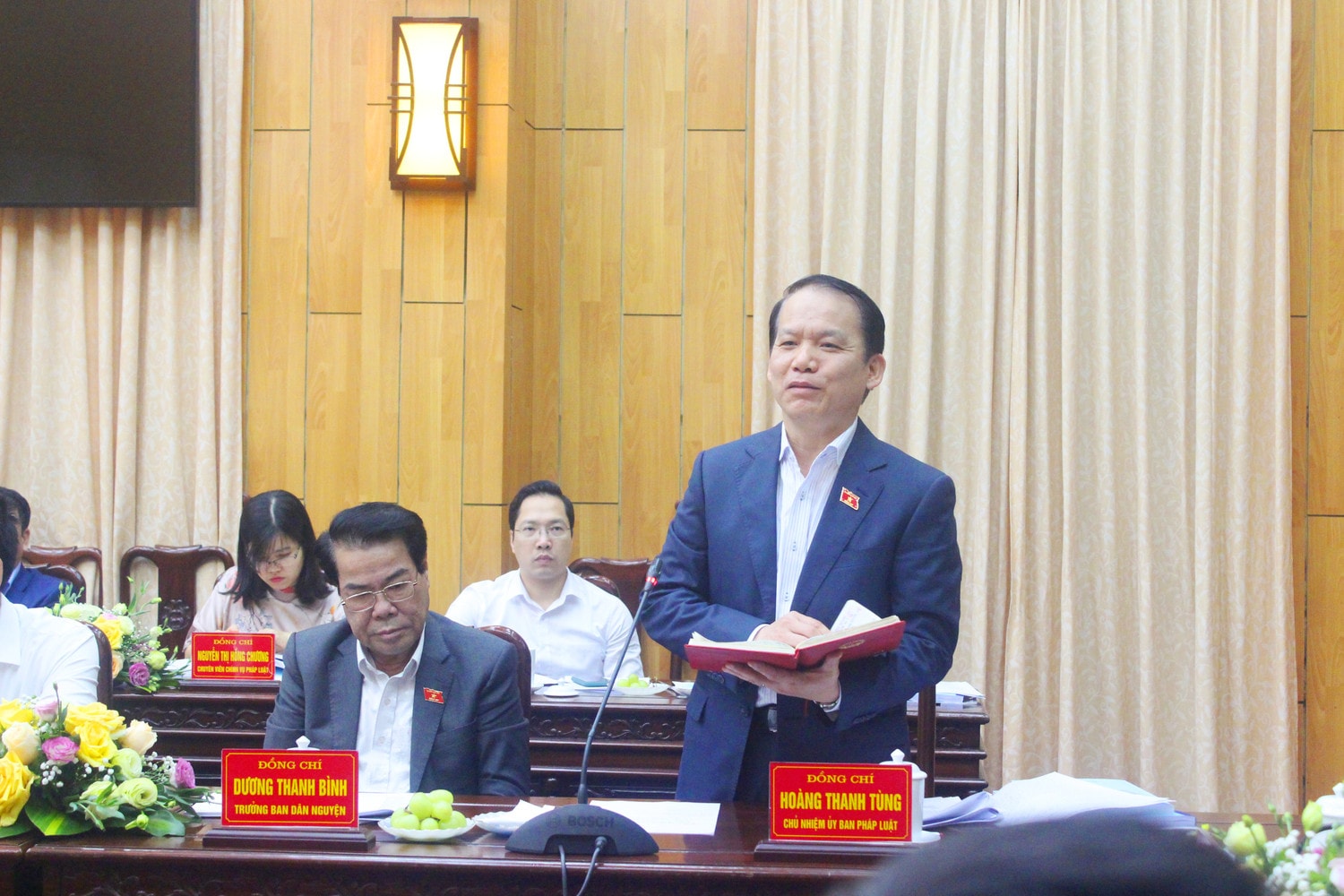  Chủ nhiệm Ủy ban Pháp luật Hoàng Thanh Tùng phát biểu khi làm việc với tỉnh Hưng Yên