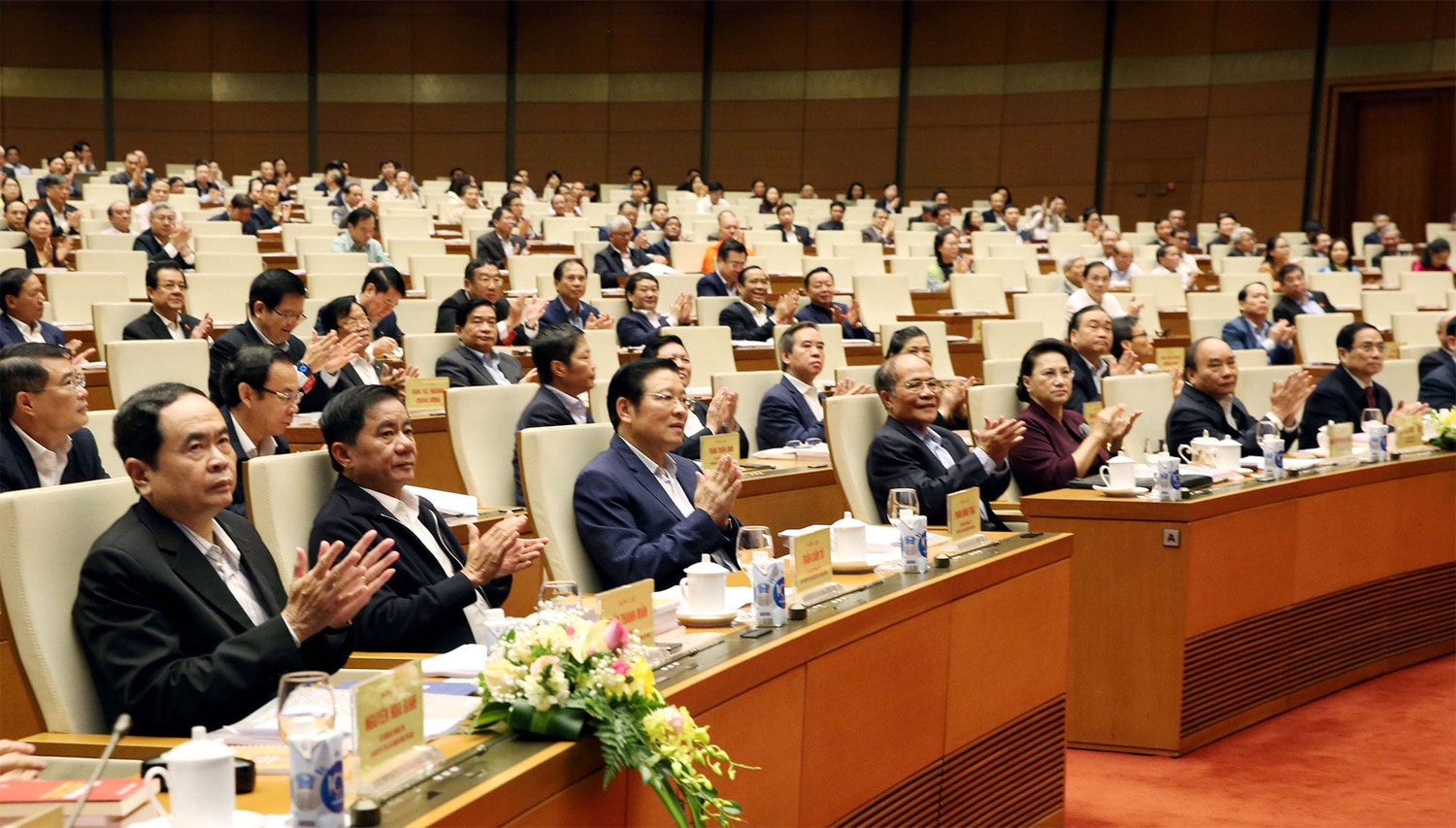 Các đại biểu tham dự Hội nghị tại điểm cầu Nhà Quốc hội