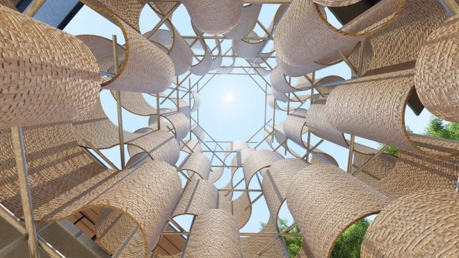 	Khu Pavilion tạo hình con lốc xoáy từ vật liệu mây tre đan, điểm đến cuối hành trình