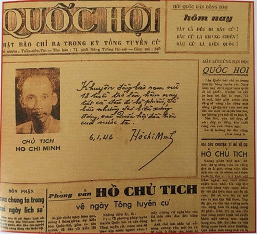 	Báo Quốc hội đưa tin về Tổng tuyển cử 1946 Nguồn: ITN