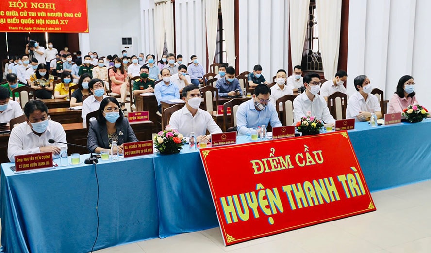 Hội nghị tiếp xúc giữa cử tri với người ứng cử ĐBQH Khóa XV nhiệm kỳ 2021 - 2026 tại điểm cầu UBND huyện Thanh Trì