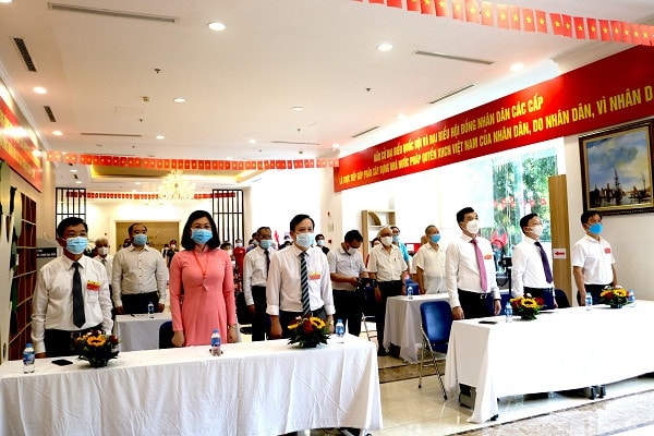 Một điểm bầu cử của quận Thanh Xuân tổ chức lễ khai khai mạc