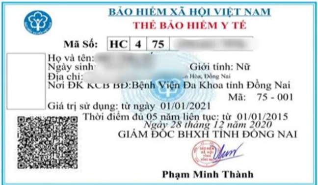 Hình ảnh thẻ BHYT trên ứng dụng VssID – Bảo hiểm xã hội số