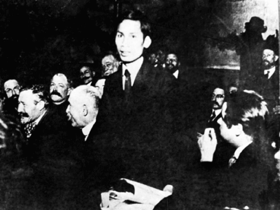 	Nguyễn Ái Quốc phát biểu tại Đại hội lần thứ XVIII Đảng Xã hội Pháp tháng 12.1920
