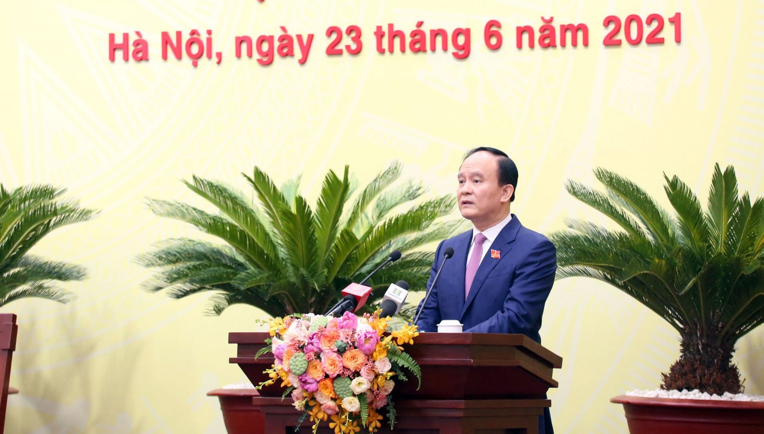 Phó Bí thư Thành uỷ, Chủ tịch HĐND thành phố Khóa XVI Nguyễn Ngọc Tuấn phát biểu khai mạc Kỳ họp