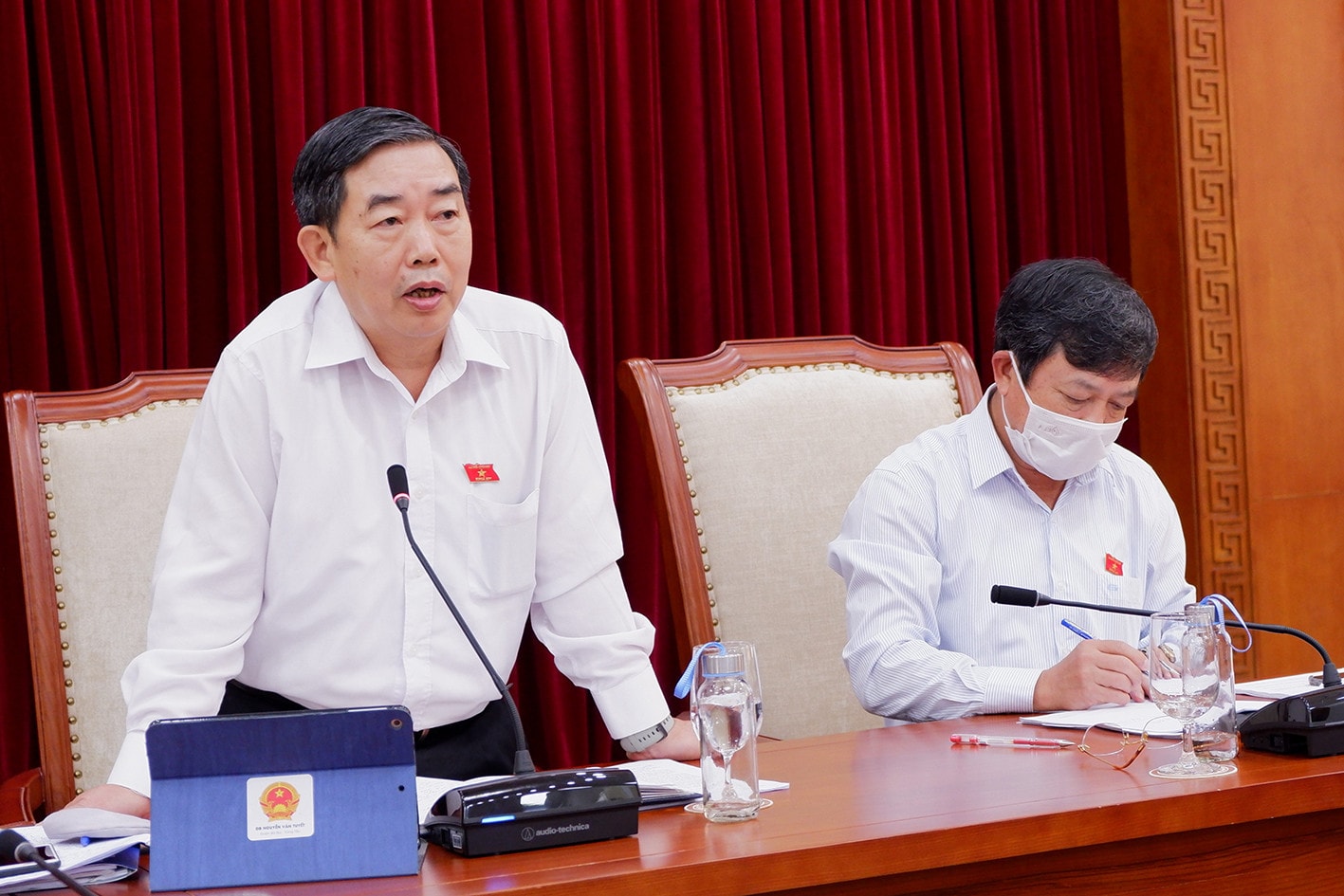 	Phó Chủ nhiệm Ủy ban Văn hóa, Giáo dục, Thanh niên, Thiếu niên và Nhi đồng Nguyễn Văn Tuyết phát biểu tại buổi làm việc