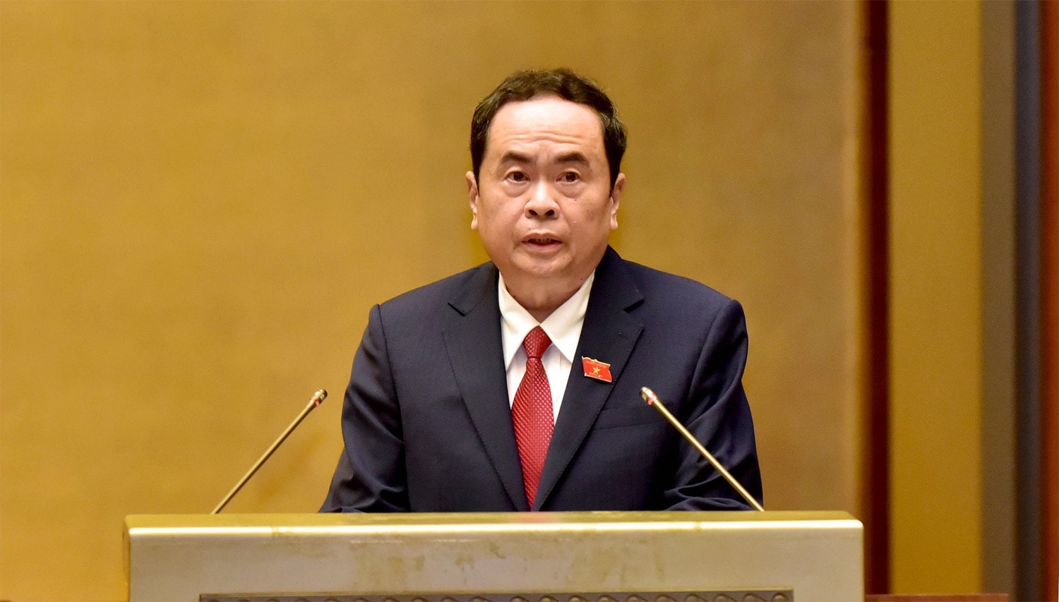 Phó Chủ tịch Thường trực Quốc hội khóa XIV, Phó Chủ tịch Thường trực Hội đồng bầu cử quốc gia Trần Thanh Mẫn phát biểu Ảnh: Lâm Hiển