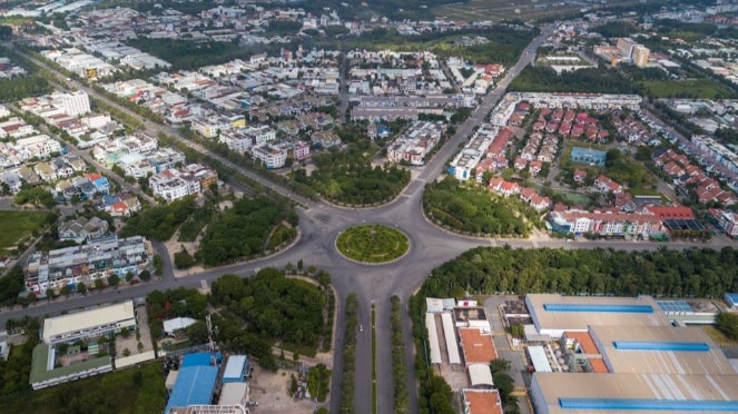 Khu công nghiệp Mỹ Phước do Becamex IDC quản lý nhìn từ trên cao