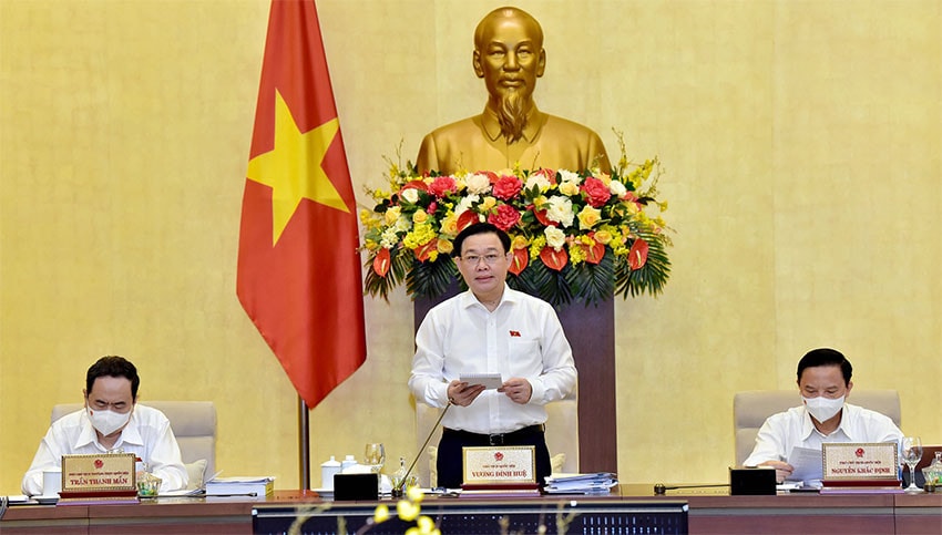 Chủ tịch Quốc hội Vương Đình Huệ phát biểu khai mạc Phiên họp Ảnh: Lâm Hiển
