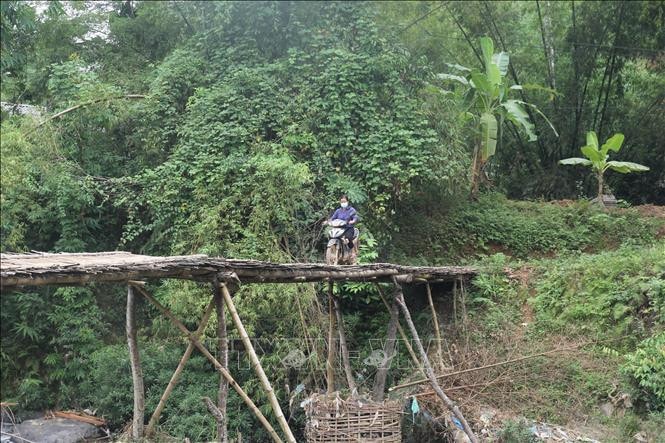 	Cầu tạm làm từ tre nứa tiềm ẩn nguy hiểm cho người dân qua lại hàng ngày