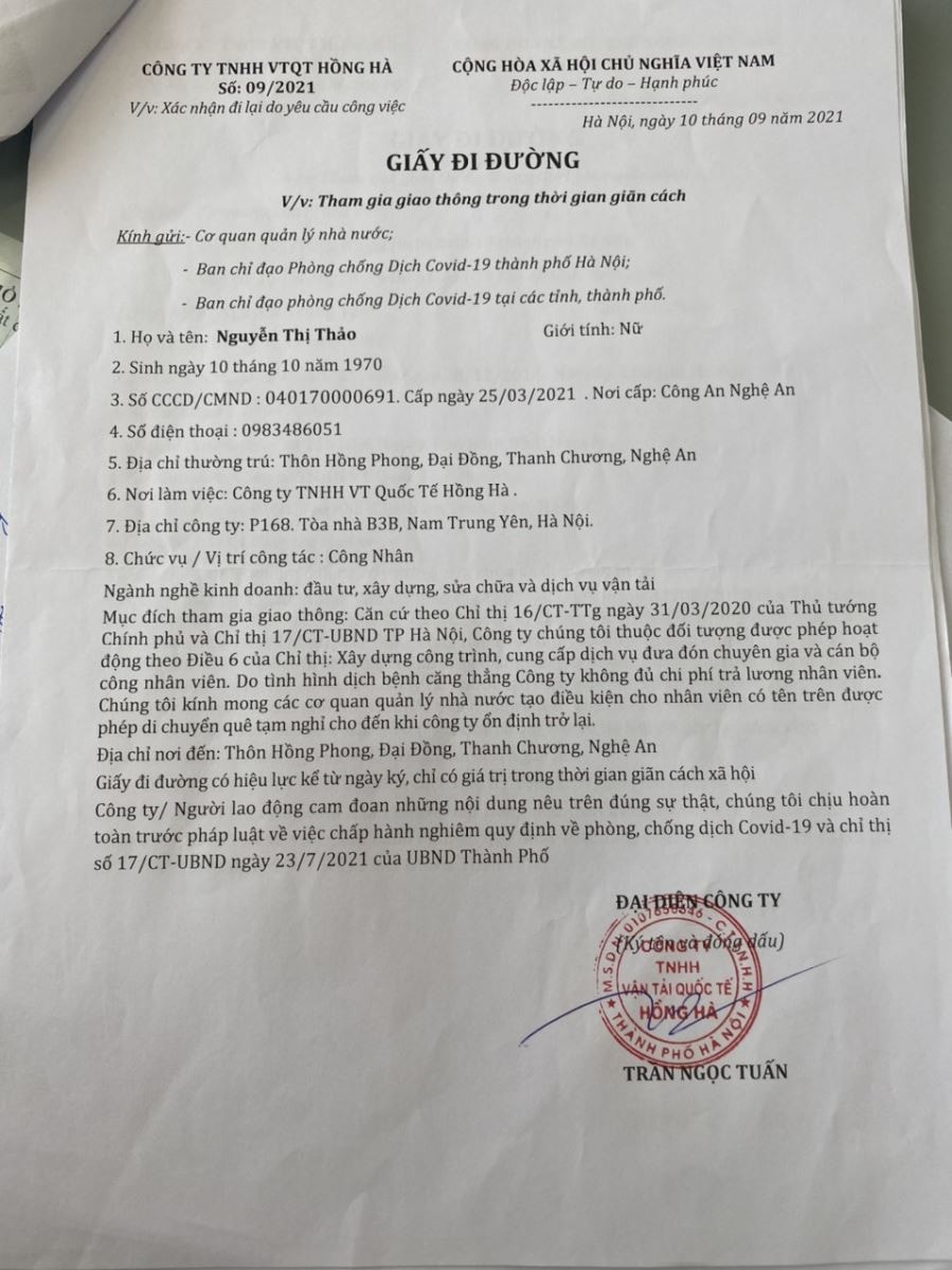 Giấy đi đường giả được lực lượng chức năng phát hiện, thu giữ