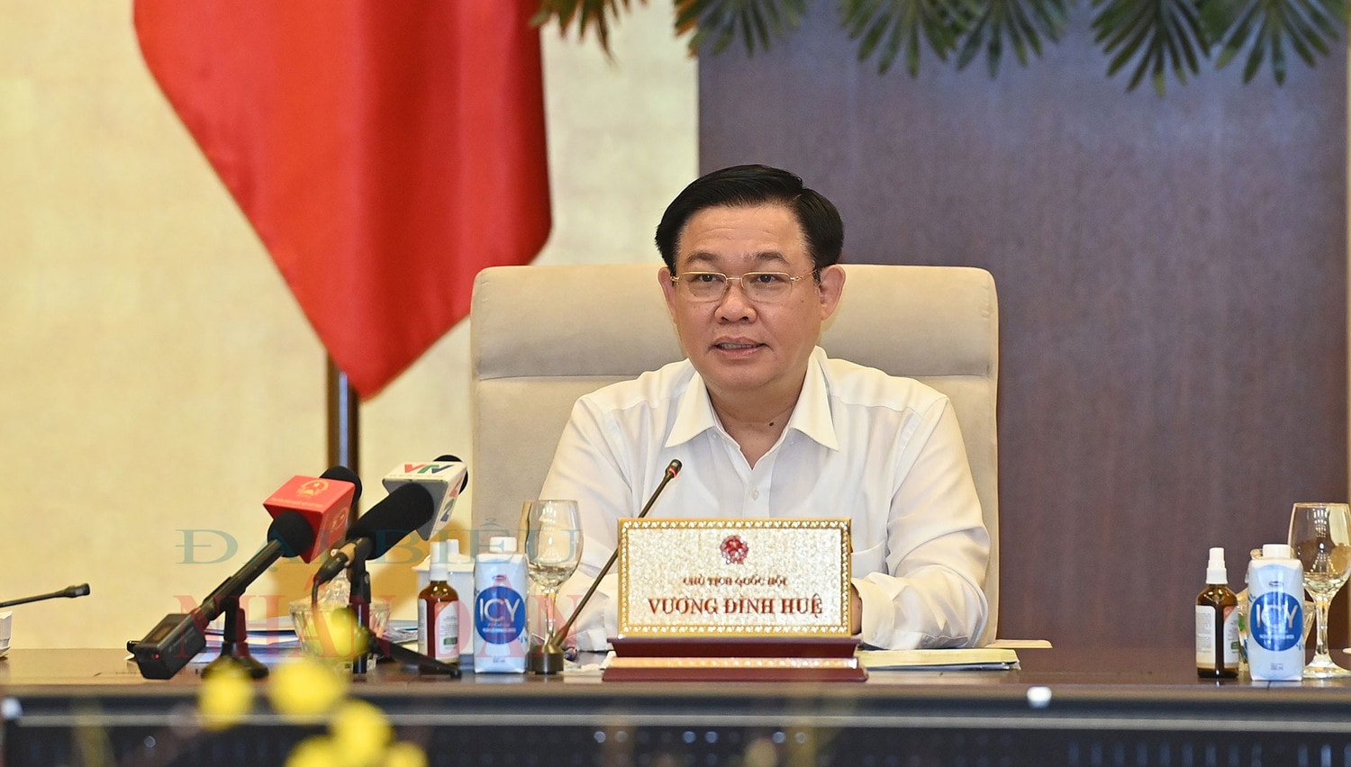 Chủ tịch Quốc hội Vương Đình Huệ phát biểu tại Phiên họp Ảnh: Lâm Hiển