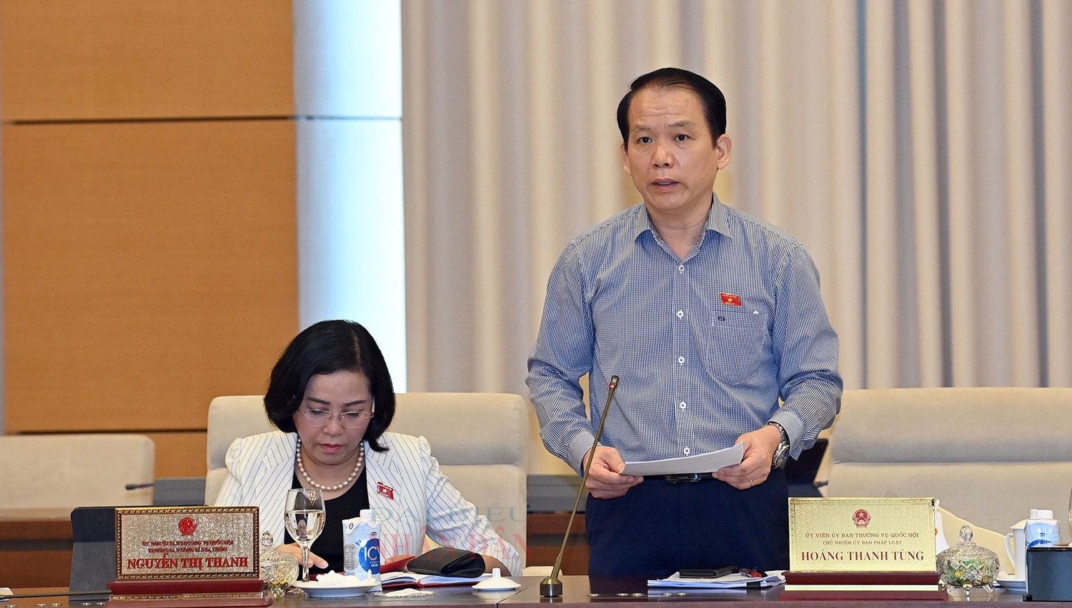 Chủ nhiệm Ủy ban Pháp luật Hoàng Thanh Tùng phát biểu tại Phiên họp Ảnh: Lâm Hiển