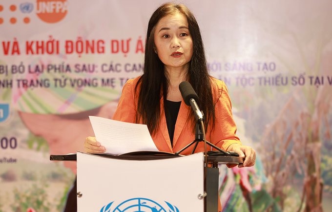 Trưởng đại diện UNFPA tại Việt Nam Naomi Kitahara phát biểu tại Lễ ký kết
