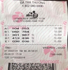 Tấm vé trúng giải đặc biệt đầu tiên của xổ số Max 3D Pro