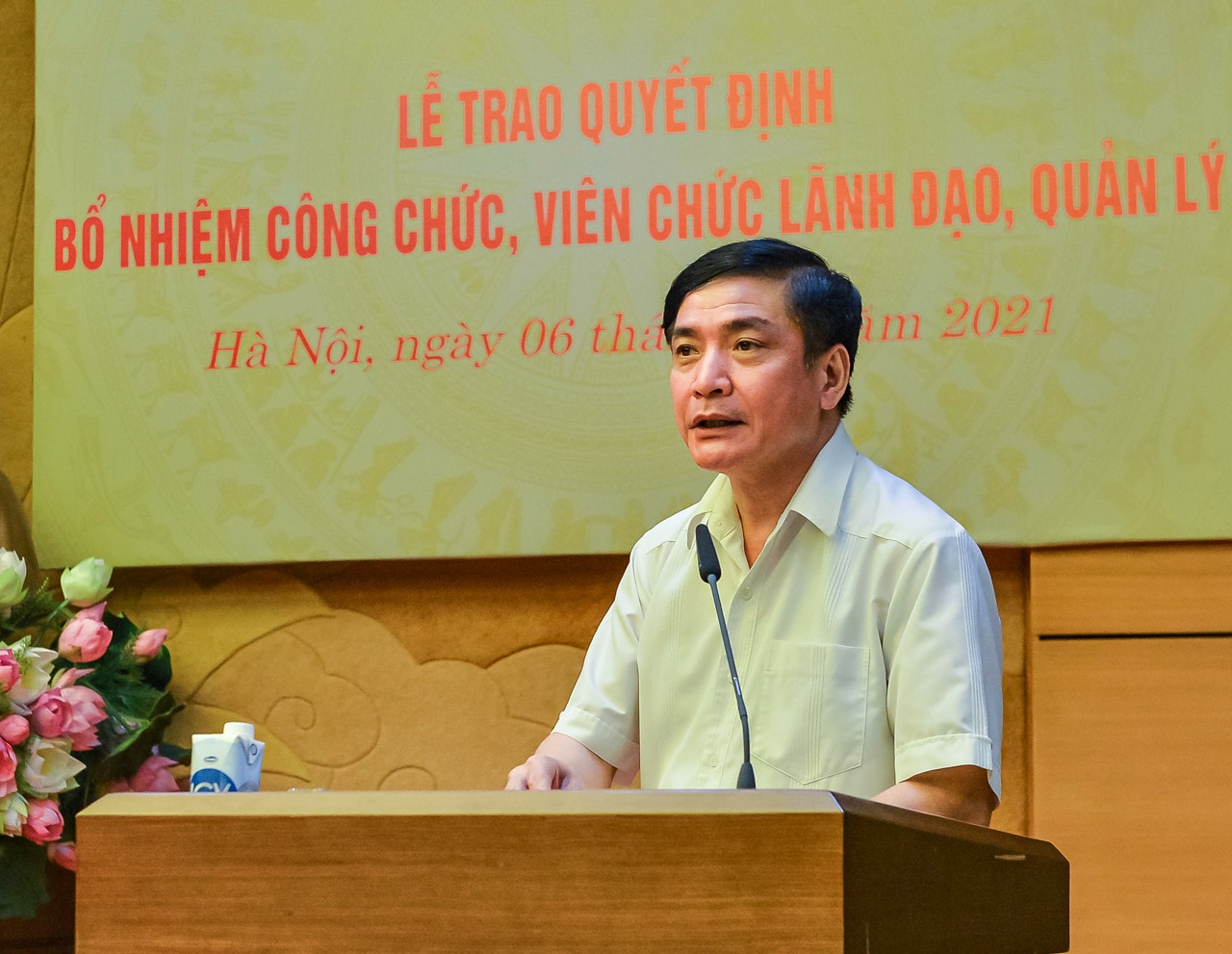 Tổng Thư ký Quốc hội, Chủ nhiệm Văn phòng Quốc hội Bùi Văn Cường phát biểu tại Lễ trao quyết định bổ nhiệm