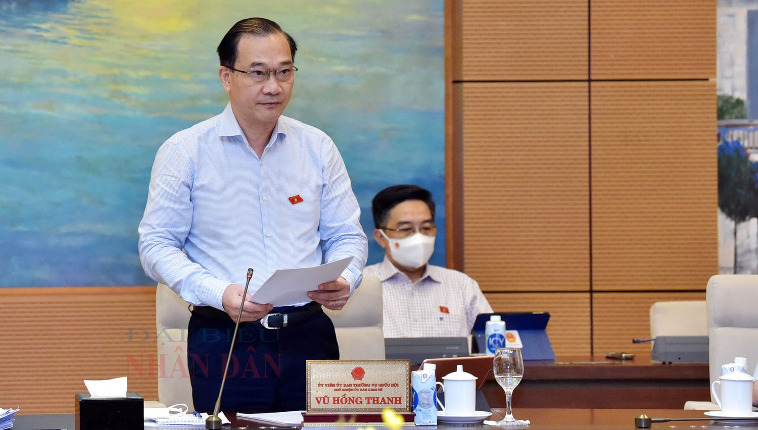 Chủ nhiệm Ủy ban Kinh tế Vũ Hồng Thanh trình bày Báo cáo thẩm tra dự án Luật