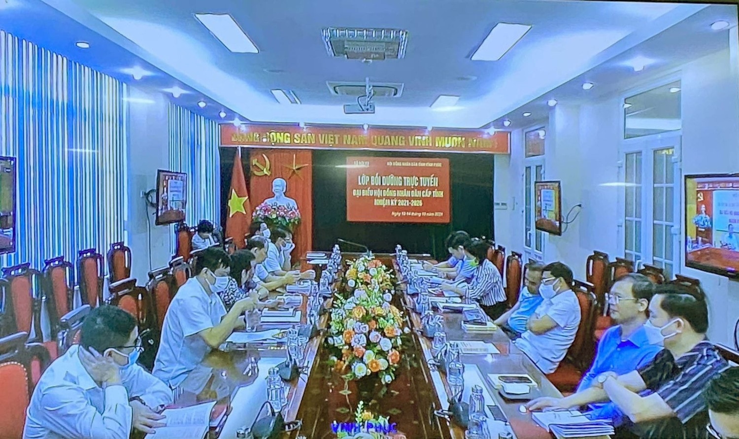 Các học viên tại điểm cầu HĐND tỉnh Vĩnh Phúc Ảnh: Đức Kiên
