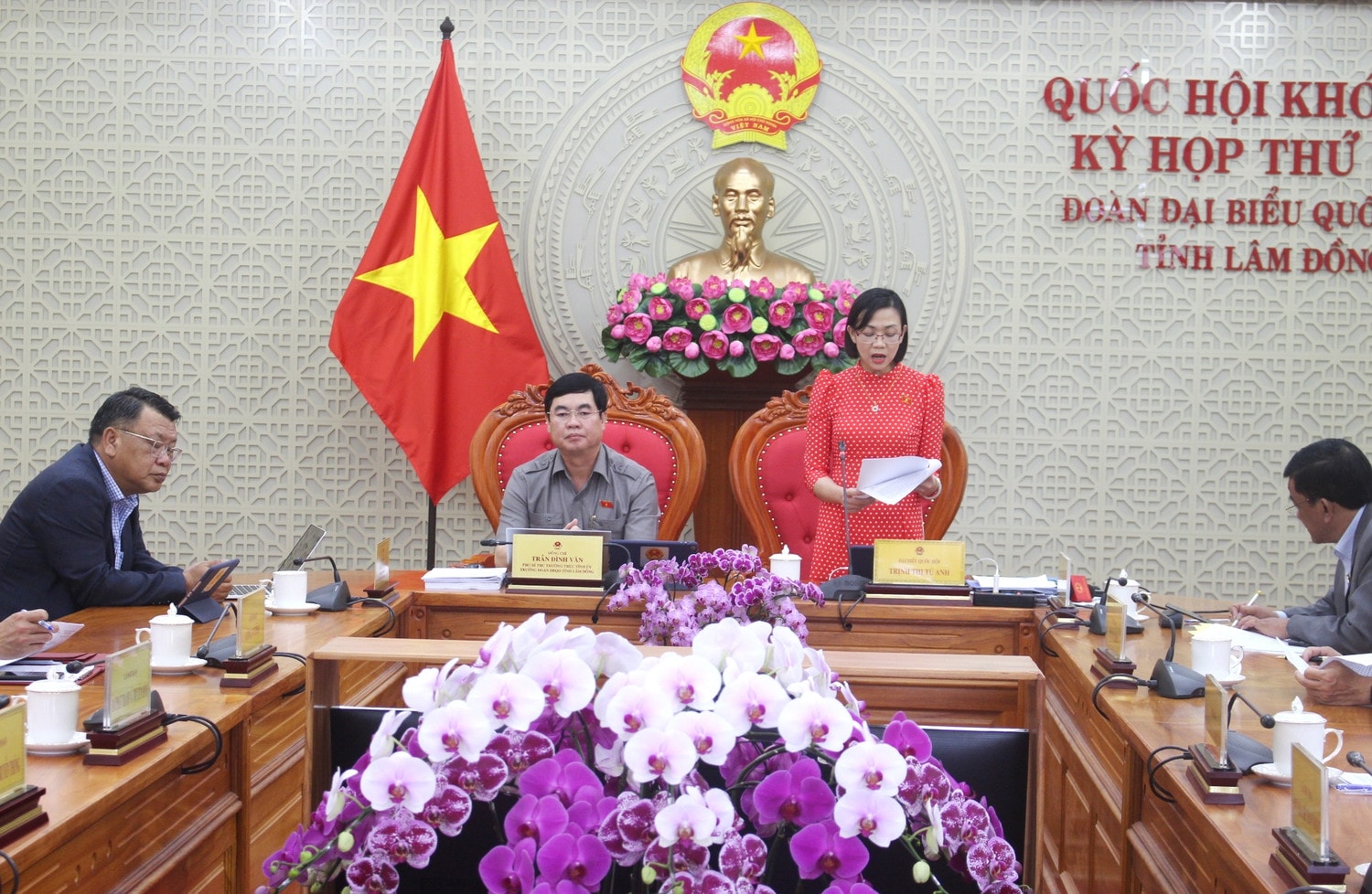 ĐBQH Trịnh Thị Tú Anh phát biểu tại điểm cầu tỉnh Lâm Đồng