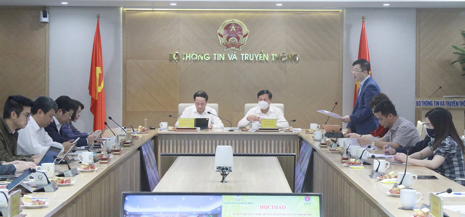 Quang cảnh Hội nghị tại điểm cầu Bộ Thông tin và Truyền thông Ảnh: Nhật Anh